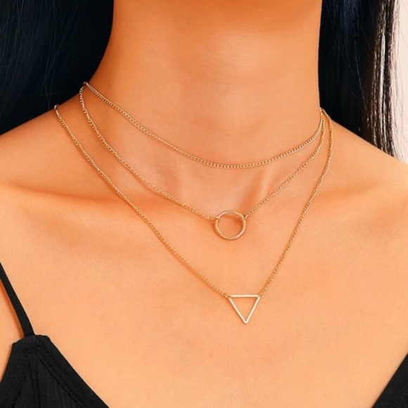 Jewelry - 3 For $30 Geometric Charm Chain Necklaces